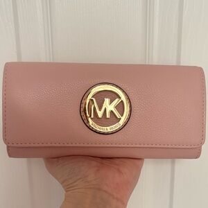 Michael Kors Pink Wallet with Gold Logo